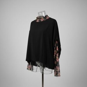 Floral Mesh top + over top poncho. Two piece bundle